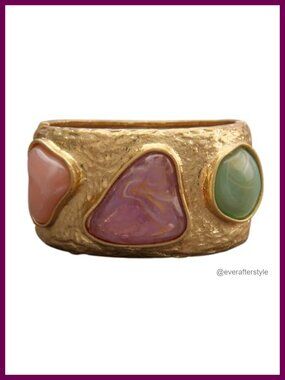 Chunky Gold Cuff Bracelet Large Statement Bangle for Women